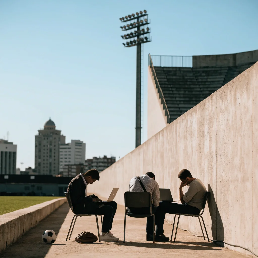 Escena editorial realista de medios deportivos en Santo Domingo